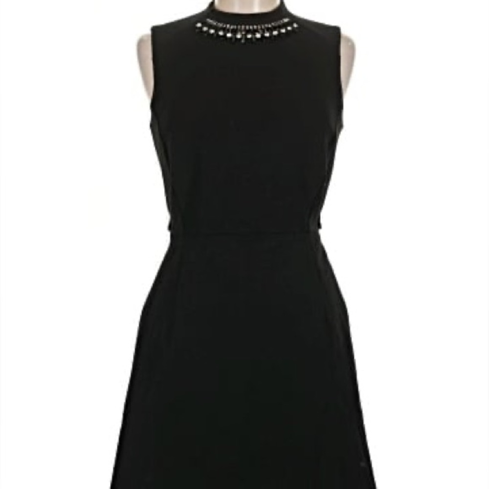 French Connection Black Embellished Mini Dress with open back